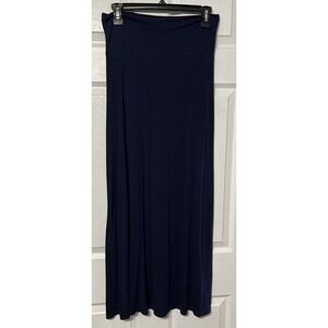 Free to Live Soft A-line Maxi Skirt Women's‎ Medium Roll Down Waist Navy
